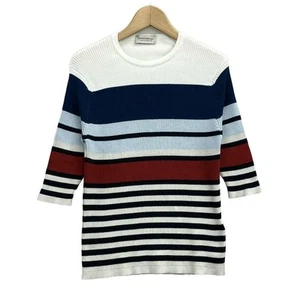 John Smedley Short Sleeve Border Knit Womens M Damage Details Relatively Good - Picture 1 of 4