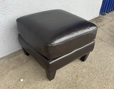 Brown Faux Leather Footstool Pouffe FREE DELIVERY - Image 1 of 2