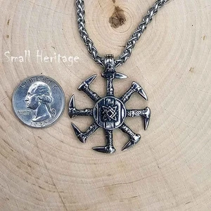 Kolovrat Sun Halskette Svarog Slawisch Heidnisch Edelstahl 60 cm doppelseitig - Bild 1 von 5