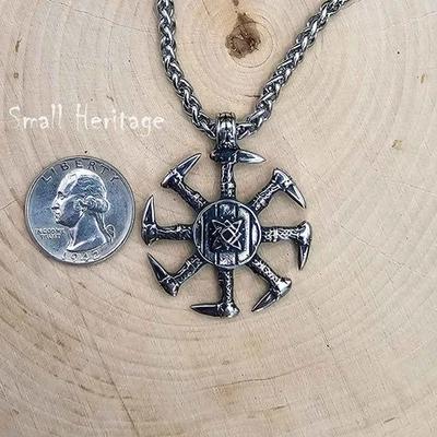 Kolovrat Sun Halskette Svarog Slawisch Heidnisch Edelstahl 60 cm doppelseitig - Bild 1 von 4