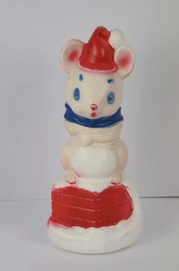 Vintage Empire Plastics 1970 Mouse on Chimney Christmas Tabletop Blowmold 13" - Picture 1 of 15