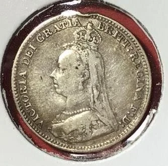 1889 British Queen Victoria SILVER Threepence "LOVE" Token! - Image 1 of 3