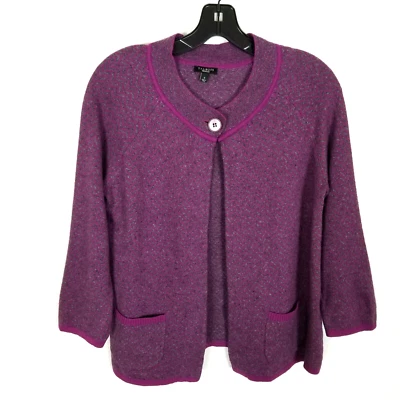 Cárdigan Talbots Suéter Mujer Talla S Lana Mezcla Cachemira Púrpura Espiga Foto 1 de 4