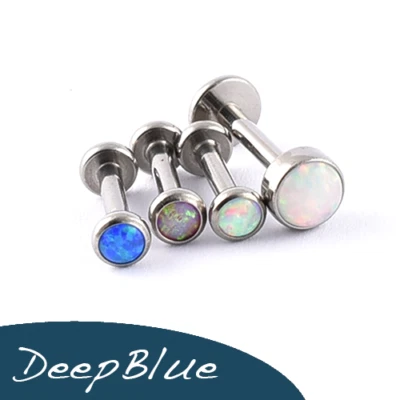 TITANIO Labret Ópalo Sintético Hilo Interno Tragus Hélice Cartílago Labio Stud Foto 1 de 4