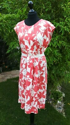 PART TWO * Feines Designer-Damenkleid * korallenrot weiß * Größe 36 * Neuwertig  - Bild 1 von 4