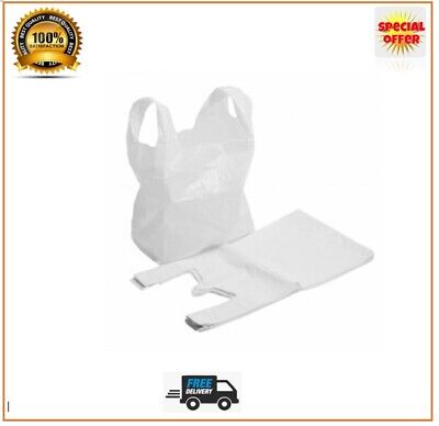 Plastic Vest Carrier Bags White Strong Bags Shops Stalls Supermarkets All Sizes • 5.49£