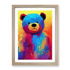 Teddy Bear Crayon Wall Art Print Framed Canvas Picture Poster Decor Living Room