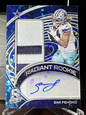 2021 Simi Fehoko Panini Spectra Radiant Neon Blue Rookie Patch Auto #RRS-SF 4/50 - Image 1 of 2