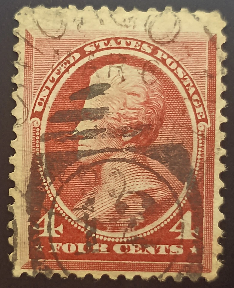 1888 US Stamp Andrew Jackson 4 Cent Scott #215 Used CV $30 Lot 344 - Image 1 of 2