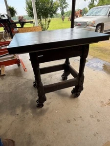 Antique Printers Table, Industrial Die Cart, Antique Turtle Top Table - Picture 1 of 9