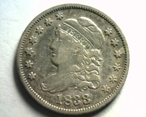 1833 BUST HALF DIME LM 3 EXTRA FINE XF EXTREMELY FINE EF NICE ORIGINAL COIN Cover
