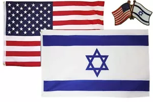 Wholesale Combo USA & Israel Country 3x5 3’x5’ Flag & Friendship Lapel Pin - Picture 1 of 4