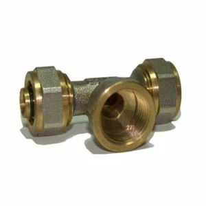 Reduzierstück T-Shirt A 16 mm x B 3/4'F x C 16 mm PEX-AL-PEX MESSING KOMPRIMIERUNGSBESCHLÄGE - Bild 1 von 3