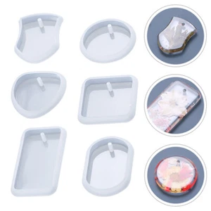 6Pcs Keychain Molds Silicone Pendant Molds Convenient Epoxy Molds Keychain - Picture 1 of 12
