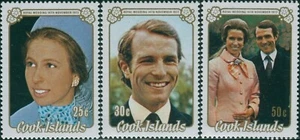 Cook Islands 1973 - Prinzessin Anne Hochzeit - 3er Set - postfrisch - Bild 1 von 1