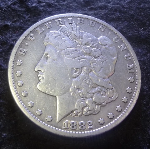 1882-CC Morgan Silver Dollar - Choice Fine F+ details from the Carson City Mint Cover