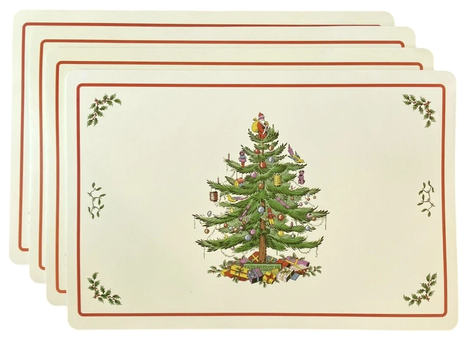 Juego de 4 manteles individuales SPODE de vinilo navideño SANTA Topper GRANDES 18x12-Pimpinela Foto 1 de 4