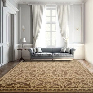 Hand Knotted 100% Wool Traditional Area Rug Brown Turkish Oushak 8’8" x 11’9” - Picture 1 of 8