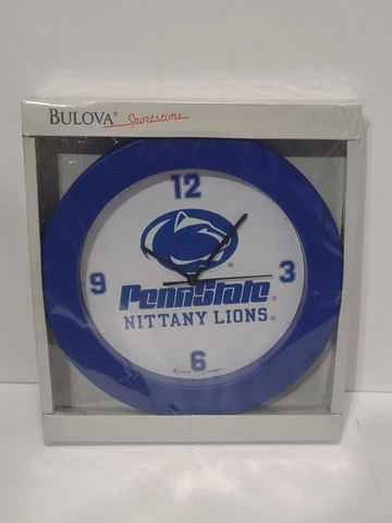 Vintage Bulova Sportstime Penn State Nittany Lions Wall Clock New In Box RARE Cover