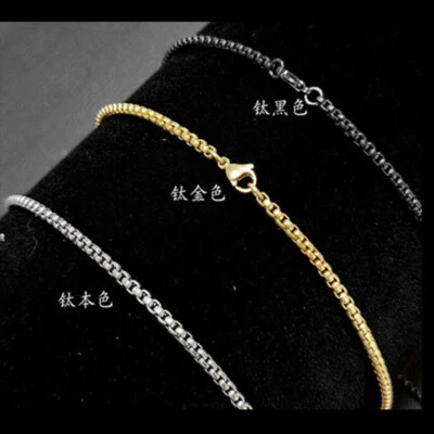 Collar ultraligero unisex de titanio puro de 3 mm de ancho Rolo Box cadena antialérgica Foto 1 de 4