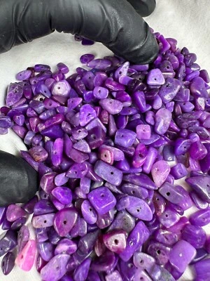 15 Sugilith Premium Gebohrte Kettenedelsteine Top Intensiv Farbe Trommelsteine - Bild 1 von 4