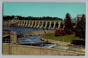 Tarjeta postal 1958 Oregon OR Bonneville Dam Fish Ladder Columbia River Curt Teich - Imagen 1 de 2