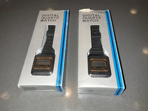 Pair Mens Digital Quartz Watch Vintage 1980s New Old Stock - Picture 1 of 2