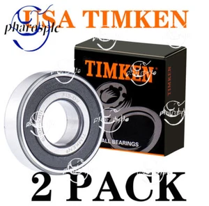 (2 PACK) USA TIMKEN 6204-2RS 20X47X14MM Double Rubber Seal Bearings - Picture 1 of 4