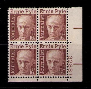 US USA Sc# 1398 MNH FVF Pl# Block Ernest Taylor Pyle Journalist WWII - Picture 1 of 1
