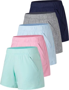 5 Pack: Womens Workout Gym Shorts Casual Lounge Set, Ladies Active Athletic Appa - Picture 1 of 12