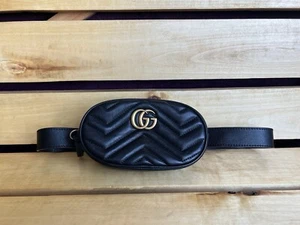 GUCCI GG Marmont Waist Bag Leather Black Sz. Small - Picture 1 of 19