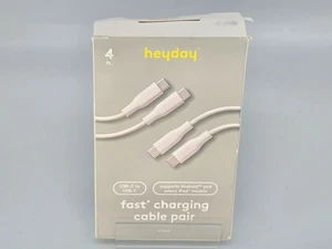 4' USB-C Braided Cable 2pk - heyday White Silicone **OPEN BOX** - Picture 1 of 3
