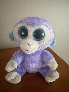 Muñeca de peluche TY Beanie Boos Blueberry mono chimpancé ojo liso púrpura sin etiquetas difícil de encontrar - Imagen 1 de 5