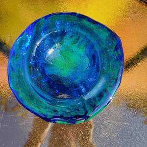 Cenicero vintage/MCM, Blenko #6023 Amoeba Freeform, turquesa, alrededor de 1960 - Imagen 1 de 8