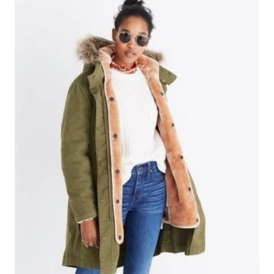 Madewell Bedford трансформируемый искусственного меха парка съемный шерпа подкладка и капюшон - Изображение 1 из 4