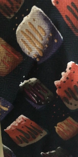 Corbata para hombre Carlo Palazzi 100 % seda geométrica negra, multicolor ~ usada en excelente estado~ Foto 1 de 3