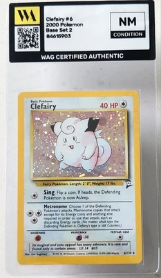 Clefairy 6/130 WOTC Base Set 2 Holo Rare Pokemon TCG WAG Certified Nm  - Image 1 of 2