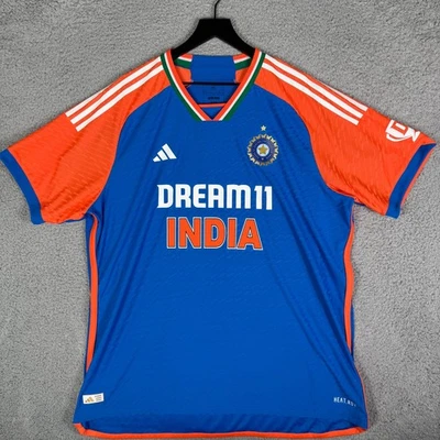 Adidas India Cricket Authentic Jersey Men's XXL Orange and Blue - Imagem 1 de 4