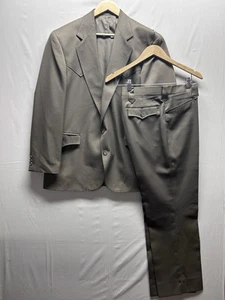 Taos Country Vintage Western Collection Mens Suit 42, 36x30 Brown Pinstripe - Picture 1 of 19