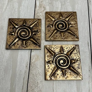 Menge 3 Bronze Spirale Starburst Sonne Dekor Fliesen 4x4 Southwestern Küche - Bild 1 von 10