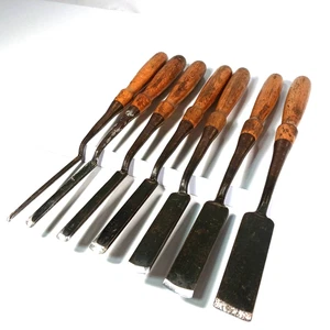 Japanese Kote Nomi Chisel 7-29mm set of 7 Hirosada/弘貞 etc Chisels Japan AH0813T - Picture 1 of 19