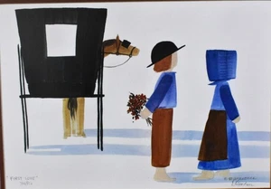 "First Love" de Diane Graebner, pareja de cortejo amish firmada LE impresión #706/950 - Imagen 1 de 6