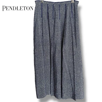 Falda midi Pendleton vintage azul marino a lunares 100 % seda plisada línea A talla 10P Foto 1 de 4