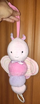 Berço borboleta roxo rosa Carters puxar brinquedo luzes de música Child of Mine Crinkle B - Imagem 1 de 4