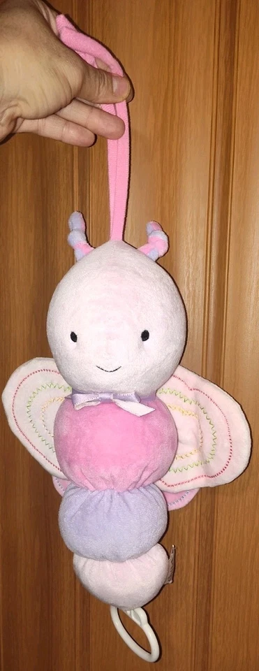 Carters Rosa Púrpura Mariposa Cuna Tirador Juguete Música Luces Niño de la Mía Arruga B Foto 1 de 4