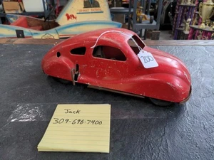1949 NYLINT RED PRESSED STEEL WIND-UP TOY CAR - Picture 1 of 4