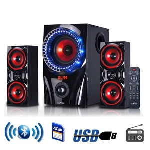 beFree Sound 2.1 Kanal Bluetooth Surround Sound Lautsprechersystem in Rot - Bild 1 von 1