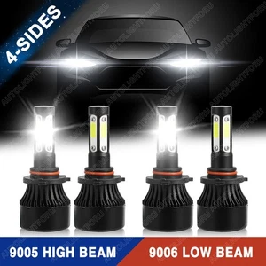4-Sides 9005 9006 LED Combo Headlights Bulbs Kit 10000K Hi/Low Beam Bright White - Foto 1 di 23