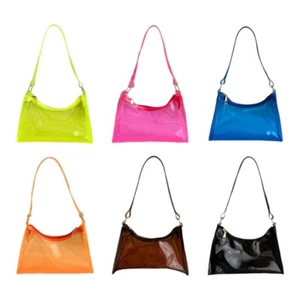 Fashion Jelly Shoulder Bag for Women Half Moon Handbag Transparent Underarm Bag - Picture 1 of 9