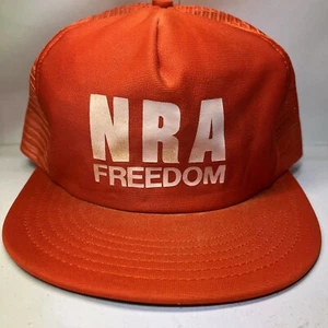 Vintage NRA Freedom Orange Snapback Trucker Hat Nomad - Picture 1 of 9